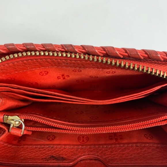 Tory Burch Red Pebbled Leather Zip Around Large Continental Wallet Wristlet - Picture 11 of 11